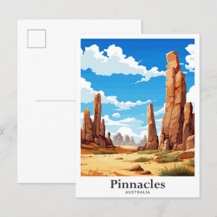Pinnacles Australia Travel Potrait Illustration Postcard