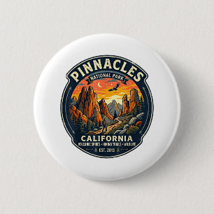 Pinnacles national park california retro hiking 2 inch round button
