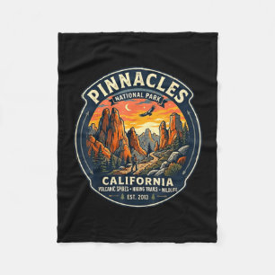 Pinnacles national park california retro hiking fleece blanket