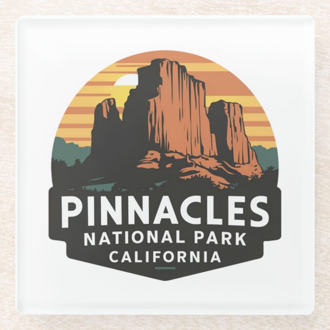 Pinnacles National Park Emblem Glass Coaster (Front)