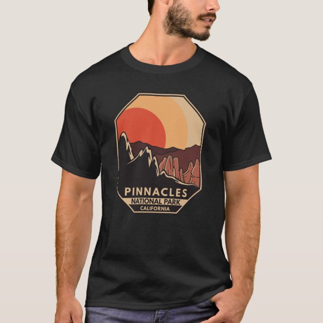 Pinnacles National Park Minimal Retro Emblem T-Shirt (Front)