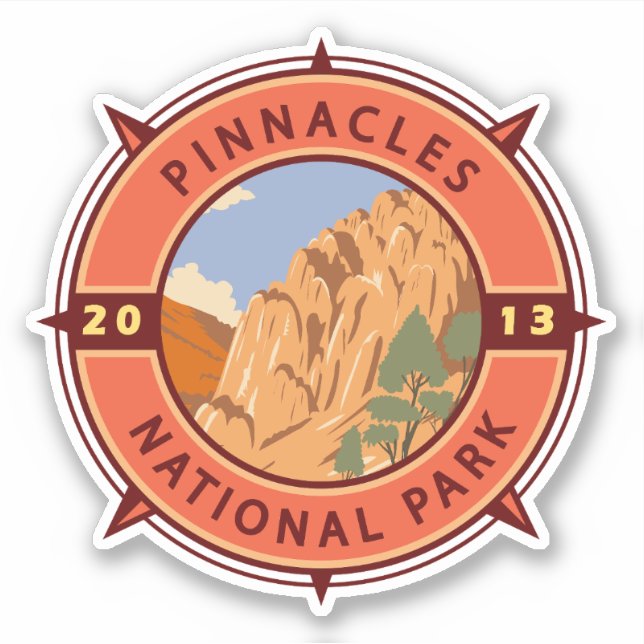 Pinnacles National Park Retro Compass Emblem (Front)