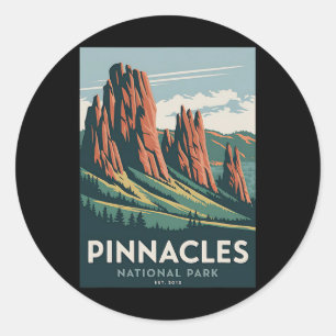 Pinnacles National Park Vintage Camping Hiking Men Classic Round Sticker