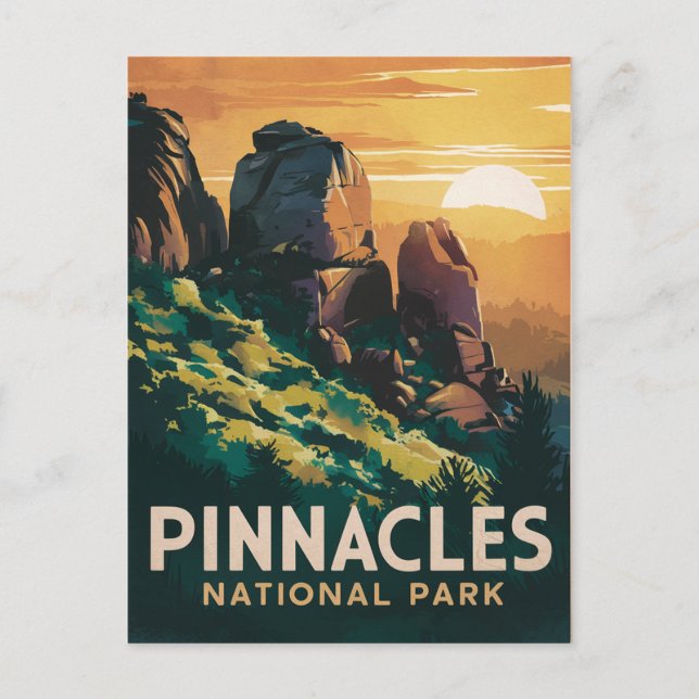 Pinnacles National Park Watercolor Illustration Holiday Postcard (Front)