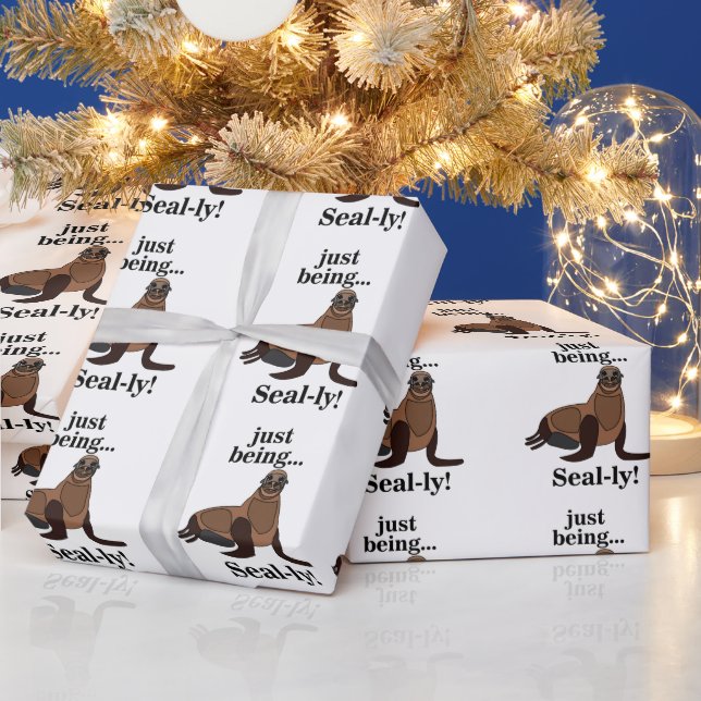 Pinnipeds Seal Funny Wrapping Paper (Holidays)