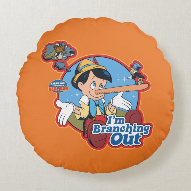 Pinocchio | I'm Branching Out Round Pillow (Front)