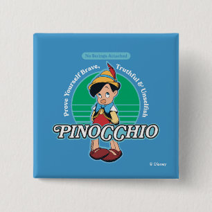 Pinocchio   No Strings Attached 2 Inch Square Button