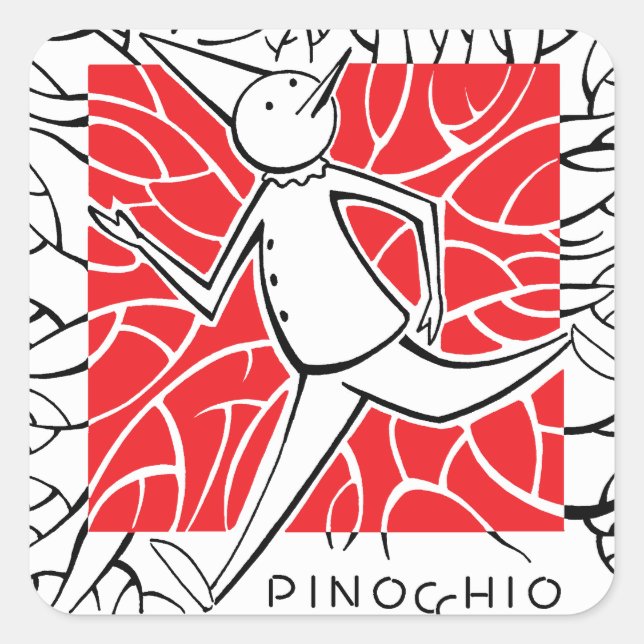 Pinocchio stikers square sticker (Front)