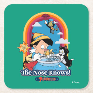 Pinocchio The Nose Knows Square Paper Coaster