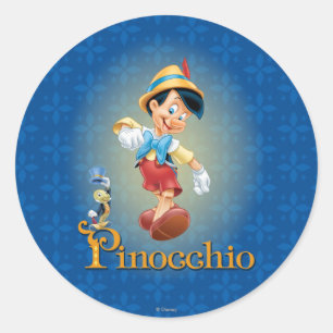 Pinocchio with Jiminy Cricket 2 Classic Round Sticker