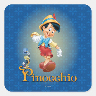 Pinocchio with Jiminy Cricket 2 Square Sticker