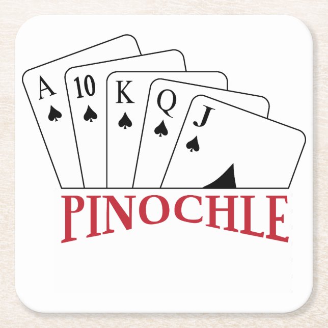 Pinochle Cards Square Paper Coaster (Front)