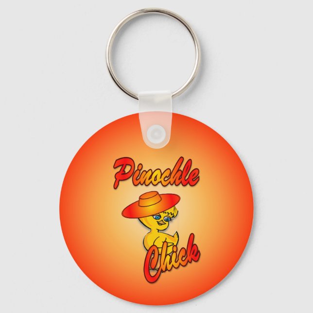 Pinochle Chick #5 Keychain (Front)