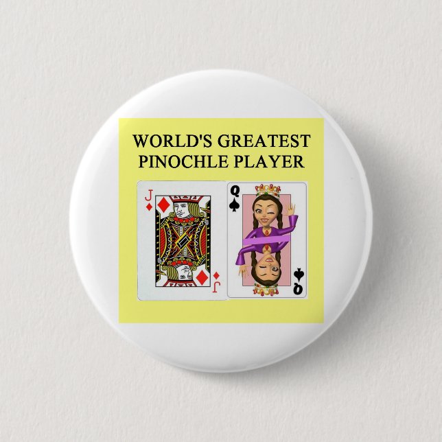 pinochle game player 2 inch round button (Front)
