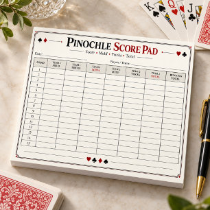Pinochle Score Sheet Notepad