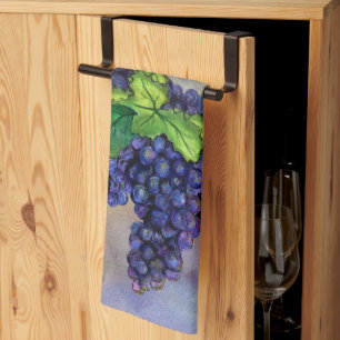 Pinot Grapes Kitchen Towels Red Wine Art Decor
