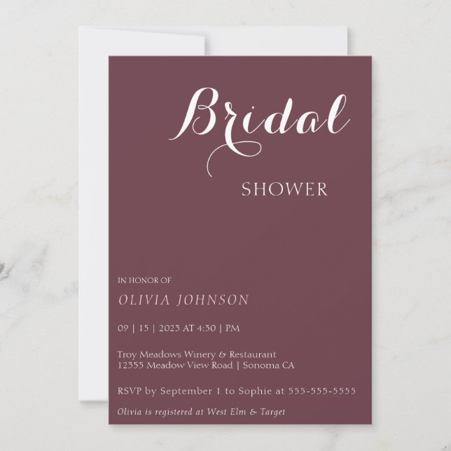 PINOT Minimal Bridal Shower Invitation (Front)