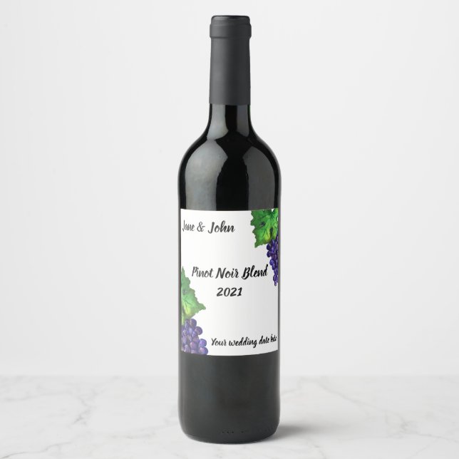 Pinot Noir Grapes Wine Label (Front)