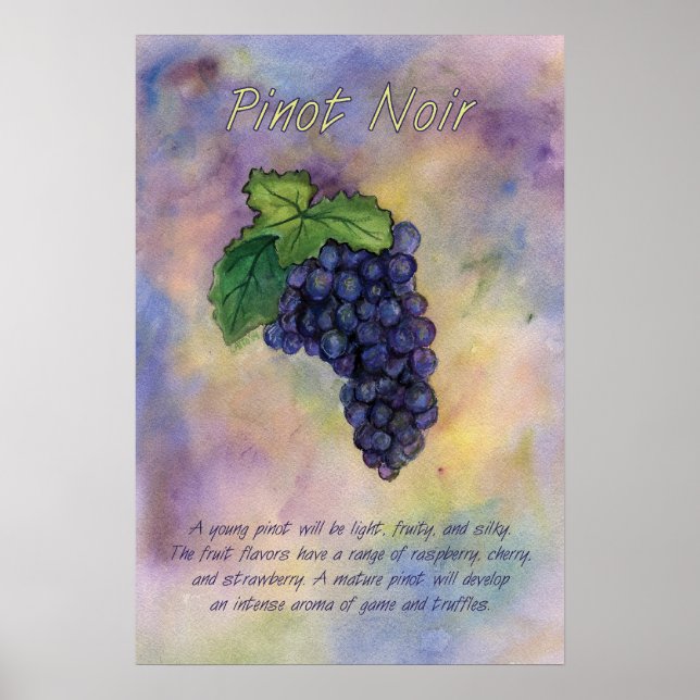 Pinot Noir Red Wine Grapes Art Print (Front)