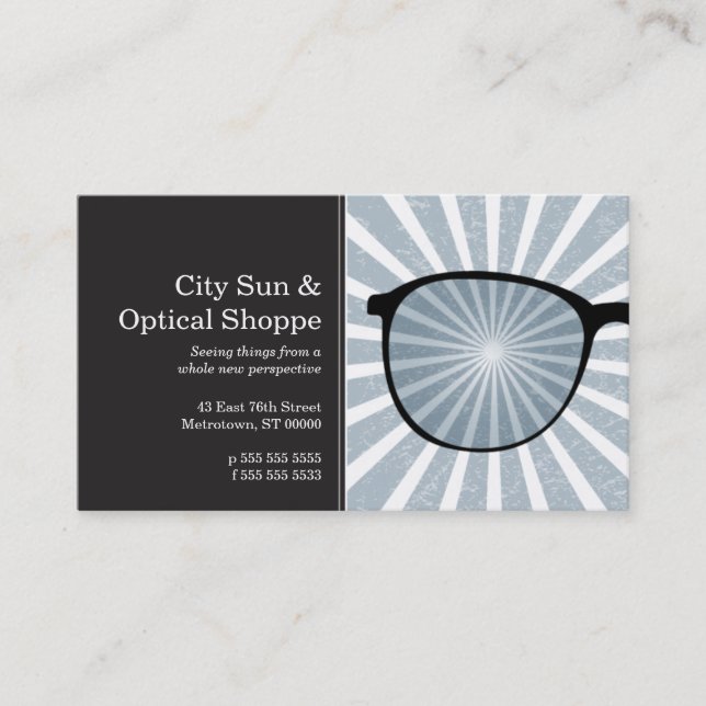 Pinpoint Grungy Rays Glasses Business Card (Front)