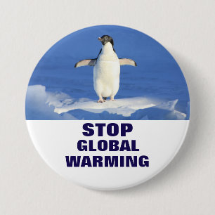 Pin's Avec Agrafe Bouton rond Réchauffement climatique d'arrêt de pi