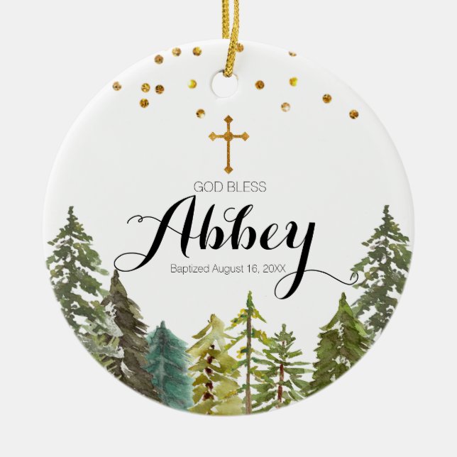 Pins de Noël Baptême Ornement Dieu béni (Devant)