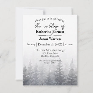 Pins d'hiver Aquarelle Faire-part de mariage