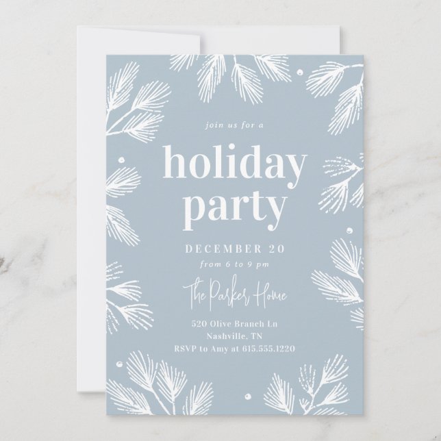 Pins d'hiver Editable Couleur Holiday Invitation (Devant)