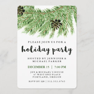Pins d'hiver Invitation de fête de vacances