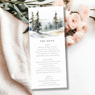 Pins d'hiver Paysage de neige Carte Mariage Menu