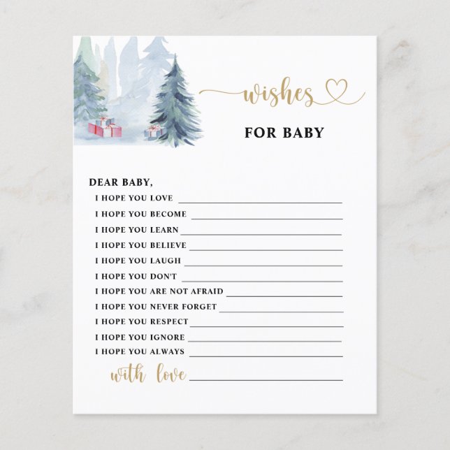 Pins d'hiver Voeux pour carte bébé (Devant)