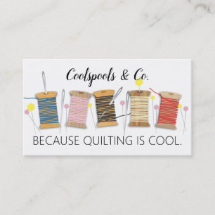 Pins needles thread spools sewing quilting quilter business card