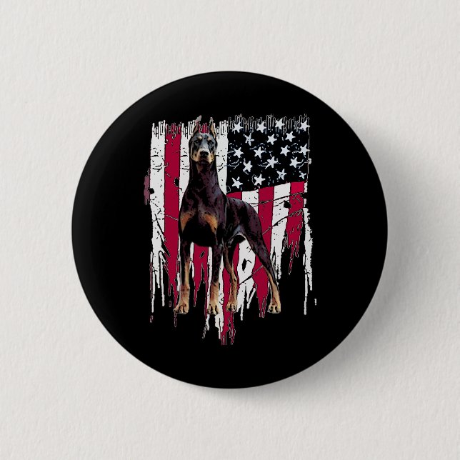 Pinscher American Flag Usa Awesome  2 Inch Round Button (Front)