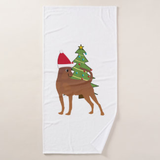 Pinscher miniature à Santa Hat