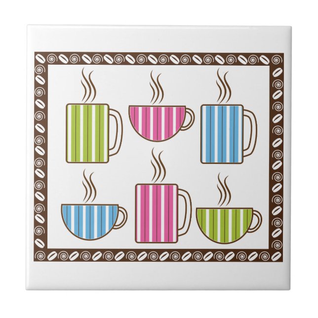 Pinstripe Coffee Cups Tile (Front)