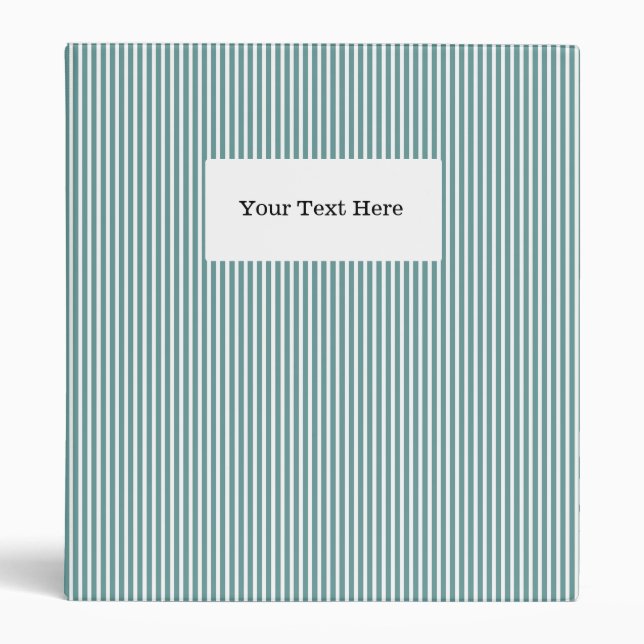 Pinstripe office binder | Teal & white stripes (Front)
