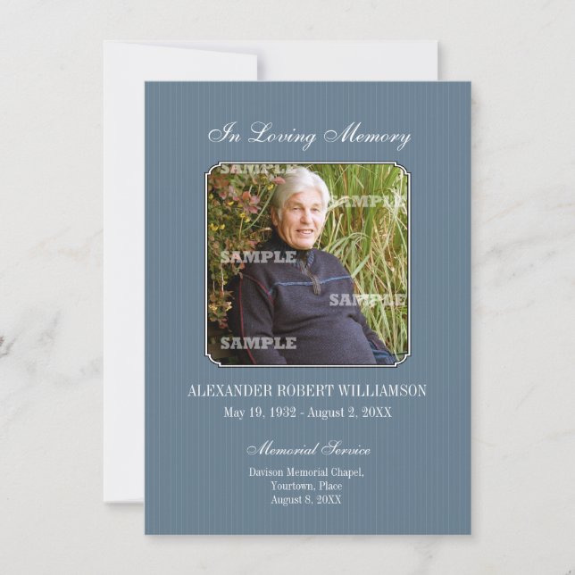 Pinstripe Photo Memorial Invitation (Devant)