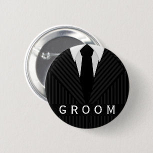 Pinstripe Suit Bachelor Party Groom Round Badges 2 Inch Round Button