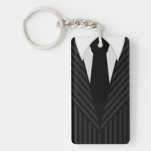 Pinstripe Suit Tie Rectangular One-Sided Keyrings