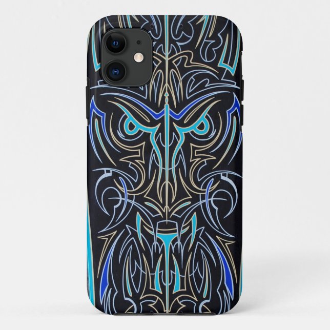 Pinstriped Tiki Mask iPhone Case (Back)