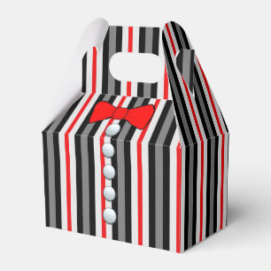 Pinstripes And A Red Bow Tie Favor Box