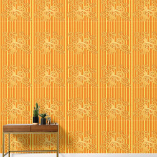 Pinstripes and golden tree Wallpaper