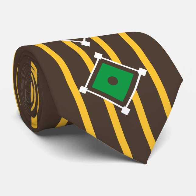 Pinstripes Baseball Diamond Brown Yellow San Diego Tie (Rolled)