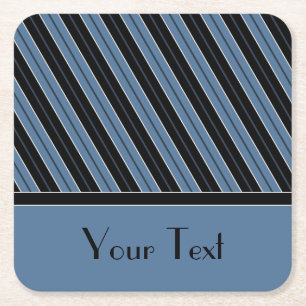 Pinstripes diagonal stripes customize text square paper coaster