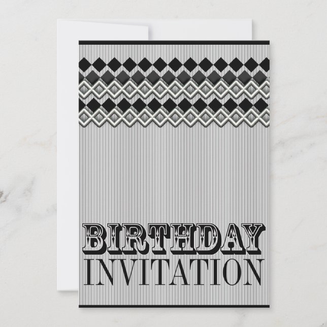 Pinstripes + Diamants Invitations de fête d'annive (Devant)