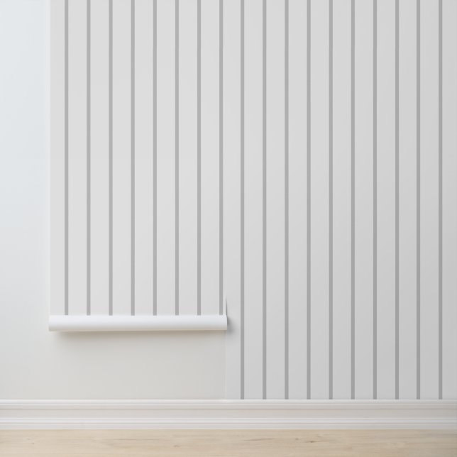 Pinstripes Simple Minimalist Modern Light Grey Wallpaper (Application)