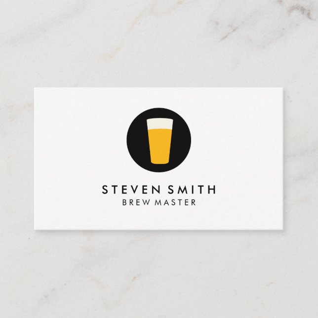 Pint of Beer Logo Black White Business Card (Front)