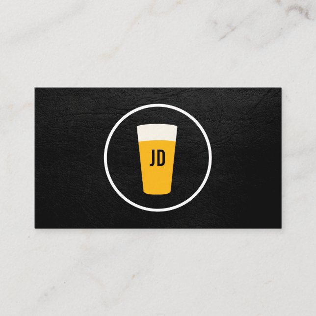 Pint of Beer Logo Trendy Black Business Card (Front)