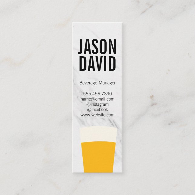 Pint of Beer Marble Variation Mini Business Card (Front)