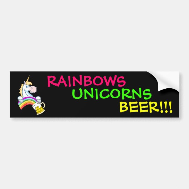 Pint of Gold at End of Rainbow (Plus Unicorn) Bumper Sticker (Front)